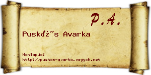 Puskás Avarka névjegykártya